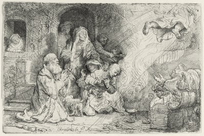 Tobias Ailesinden Ayrılan Melek (kağıt üzerine kalem ve mürekkep) by Rembrandt van Rijn