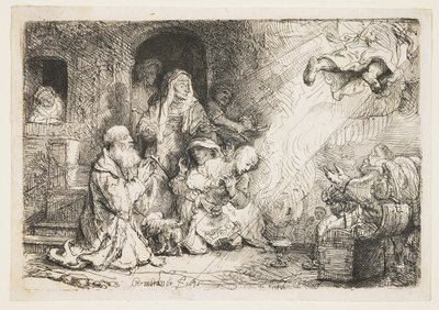 Tobias'ın Ailesinden Ayrılan Melek by Rembrandt van Rijn