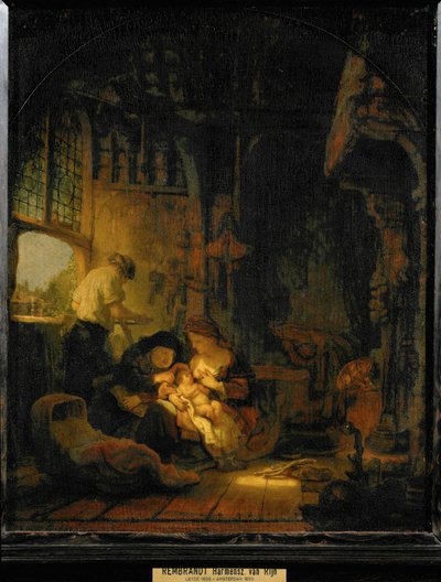 "Marangozun Evi" olarak da bilinen Kutsal Aile... by Rembrandt Harmensz. van Rijn