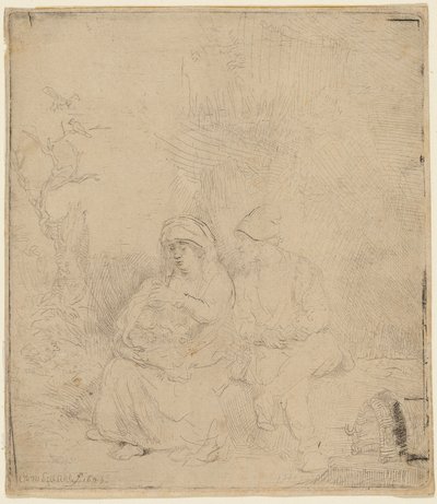 Geri Kalanlar Mısır'a Uçuşta: Hafifçe Kazınmış by Rembrandt Harmensz. van Rijn