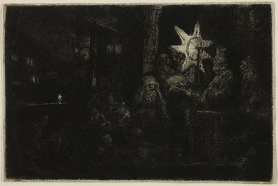 The Star of the Kings: A Night Piece, c.1651 (fildişi kaplı kağıt üzerine gravür, kuru nokta ve gravür) by Rembrandt Harmensz. van Rijn