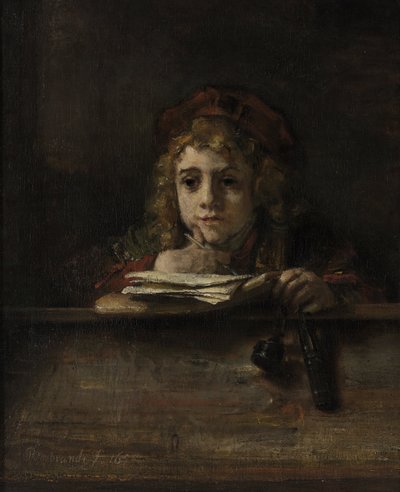 Titus masasında by Rembrandt Harmensz. van Rijn
