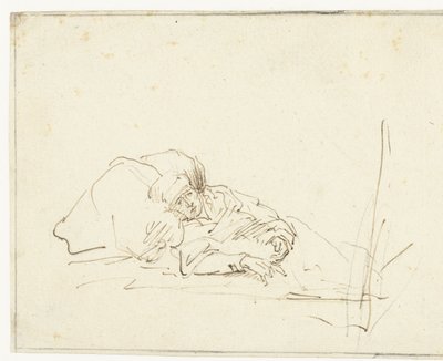 saskia hasta yatakta by Rembrandt van Rijn (copy after)
