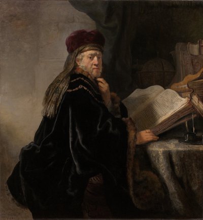 Çalışma Masasında Oturan Bir Bilgin Çalışma Odasında Bir Bilgin by Rembrandt van Rijn