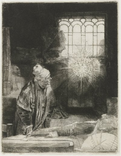 Çalışmasında bir alim by Rembrandt van Rijn