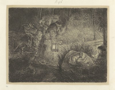 Çobanlara teklif veren: nachtstuk Seksen beş orijinal baskının toplanması (seri başlığı) by Rembrandt van Rijn