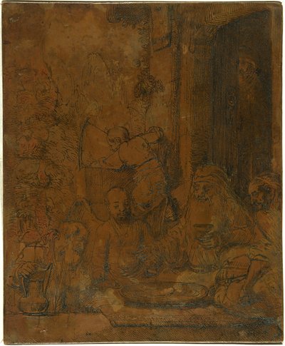 İbrahim Melekleri Eğlendirirken [recto] by Rembrandt van Rijn