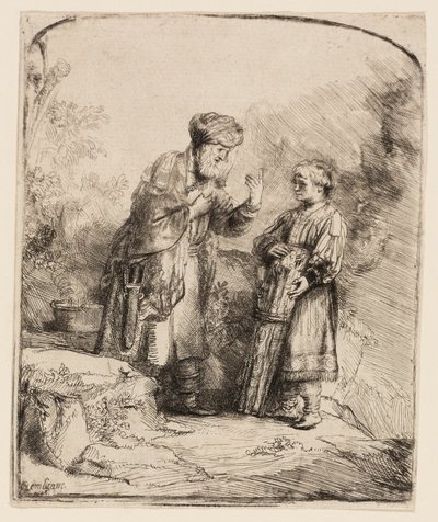 İbrahim ve İshak by Rembrandt van Rijn