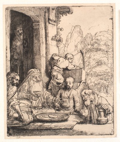 İbrahim melekleri eğlendiriyor by Rembrandt van Rijn