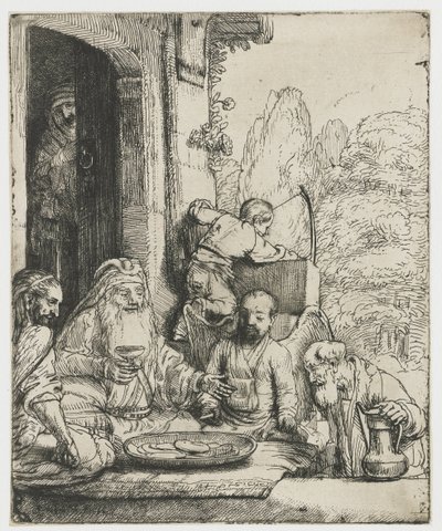 İbrahim melekleri eğlendiriyor by Rembrandt van Rijn