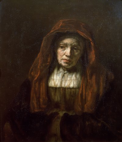 Başörtülü yaşlı kadın by Rembrandt van Rijn