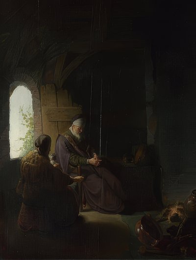 Anna ve kör Tobit. 1630 civarında by Rembrandt van Rijn