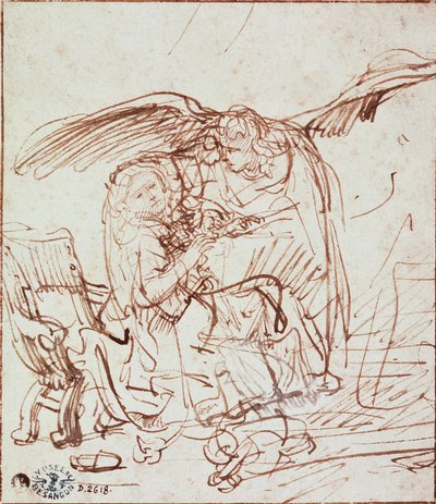 Duyuru (çizim) by Rembrandt van Rijn