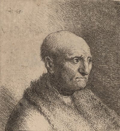 Kürk Pelerinli Kel Adam, c. 1630. by Rembrandt van Rijn