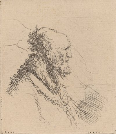 Profilde Kısa Sakallı Kel Yaşlı Adam, c. 1635. by Rembrandt van Rijn