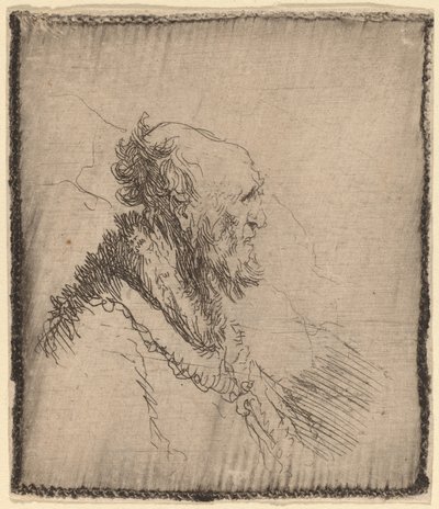 Profilde Kısa Sakallı Kel Yaşlı Adam, c. 1635. by Rembrandt van Rijn