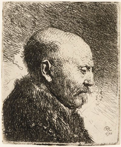 Sağdaki profilde kel kafalı adam: Rembrandt