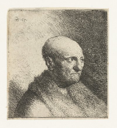 Kürk pelerinli kel adam: büstü by Rembrandt van Rijn