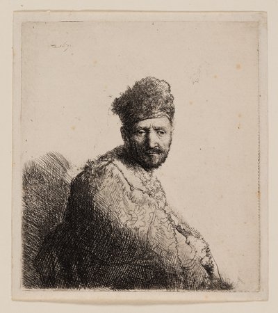 Sakallı Adam, Kürklü Doğu Şapkalı ve Cüppeli by Rembrandt van Rijn
