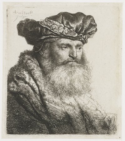 Mücevherli Tokalı Kadife Şapkalı Sakallı Adam Mücevher tokalı kadife şapkalı sakallı adam by Rembrandt van Rijn
