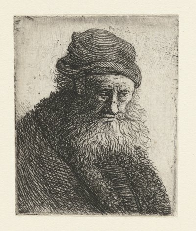 Kısa dalgalı saçlı sakallı adam: büstü by Rembrandt van Rijn