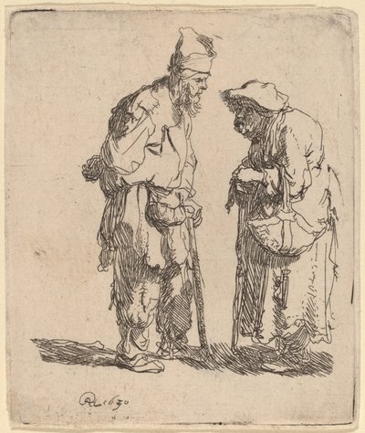 Dilenci Adam ve Dilenci Kadın Sohbeti by Rembrandt van Rijn