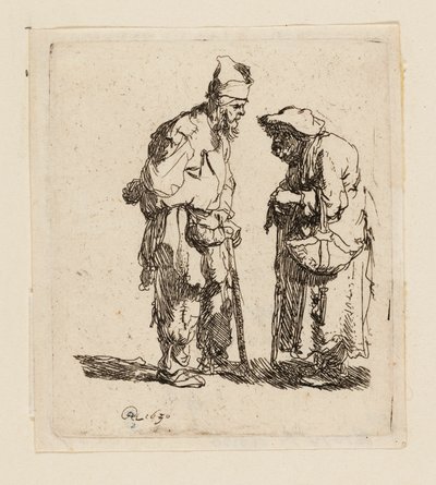Dilenci Adam ve Dilenci Kadın Sohbeti by Rembrandt van Rijn