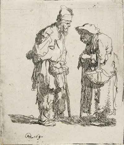 Dilenci Adam ve Dilenci Kadın sohbeti, 1630 by Rembrandt van Rijn