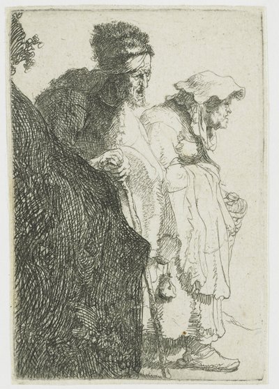 Dilenci Bir Bankanın Arkasındaki Dilenci Erkek ve Kadın Bir Bankanın Arkasındaki Dilenci Erkek ve Kadın by Rembrandt van Rijn