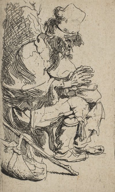 Oturan Dilenci, Reşo Çanağında Ellerini Isıtıyor, ca. 1630., yaklaşık 1630. by Rembrandt van Rijn