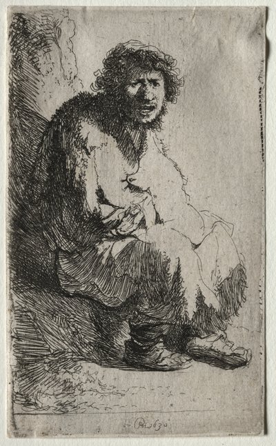 Bankta Oturan Dilenci by Rembrandt van Rijn