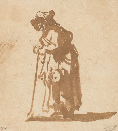 Çubuğa Yaslanmış Dilenci Kadın, 16281630. by Rembrandt van Rijn