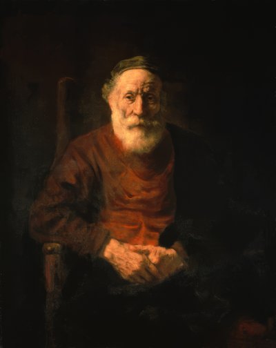 Kırmızı cüppeli yaşlı bir adamın portresi by Rembrandt van Rijn