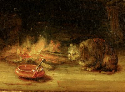 Kedi, Perdeli Kutsal Aile detayı, 1646 (bkz. 244315) by Rembrandt van Rijn