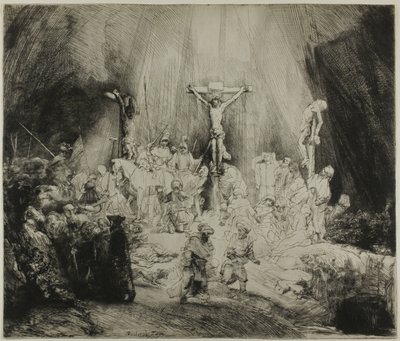 İki Hırsız Arasında Çarmıha Gerilen Mesih: "Üç Haç" by Rembrandt van Rijn