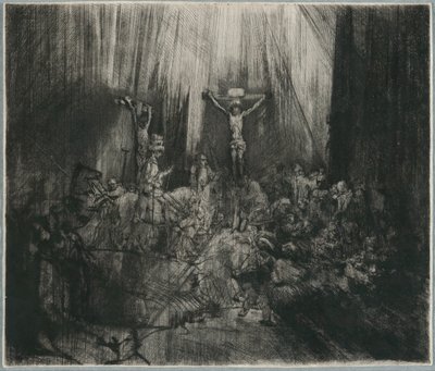 İki Hırsız Arasında Çarmıha Gerilen Mesih: "Üç Haç" by Rembrandt van Rijn