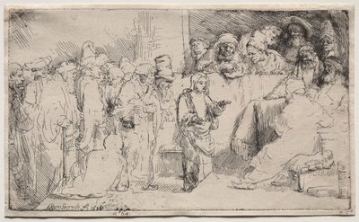 Doktorlarla İtiraz Eden İsa: Bir Eskiz by Rembrandt van Rijn