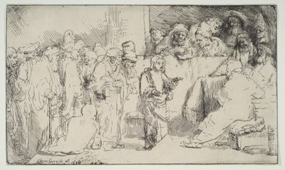 İsa Doktorlarla Tartışıyor, bir eskiz, 1652. by Rembrandt van Rijn