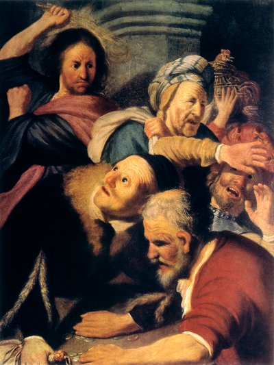 Mesih Para Değiştirenleri Tapınaktan Sürüyor, 1626 by Rembrandt van Rijn