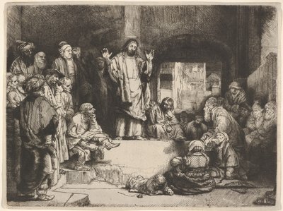 La Petite Tombe olarak adlandırılan Mesih Vaazı, ca. 1657. by Rembrandt van Rijn