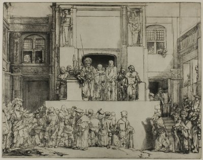 İnsanlara Sunulan Mesih: Dikdörtgen Plaka by Rembrandt van Rijn