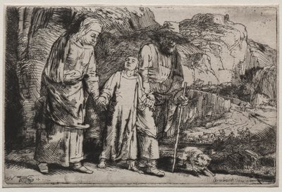 İsa Ebeveynleriyle Tapınaktan Dönerken, 1654. by Rembrandt van Rijn