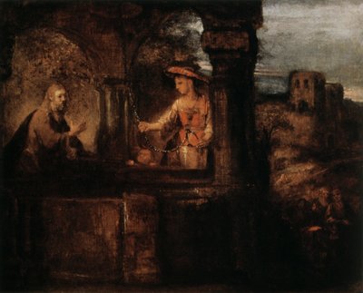 İsa ve Samiriyeli Kadın, 1659. by Rembrandt van Rijn