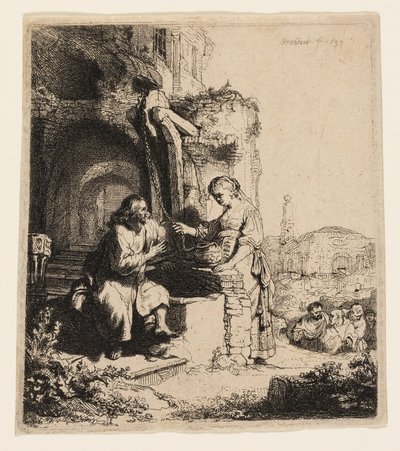 Harabeler Arasında İsa ve Samiriyeli Kadın by Rembrandt van Rijn