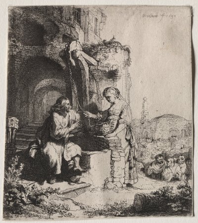 Harabeler Arasında İsa ve Samiriyeli Kadın by Rembrandt van Rijn