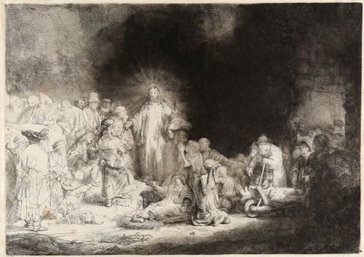 İsa hastaları iyileştiriyor The Hundred Guilder Print by Rembrandt van Rijn