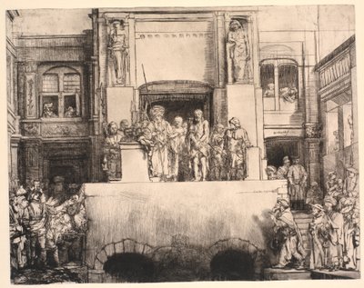 İnsanlara sunulan İsa: büyük dikdörtgen plaka by Rembrandt van Rijn