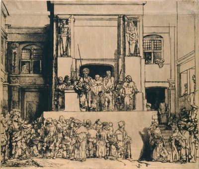 İnsanlara sunulan İsa: dikdörtgen plaka, 1655 by Rembrandt van Rijn