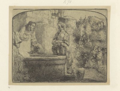 İsa ve Samiriyeli Kadın Recueil de quatre-vingt-cinq orijinalleri estampes (dizi başlığı) by Rembrandt van Rijn