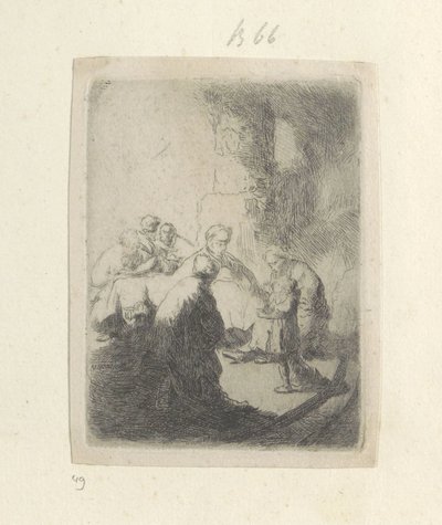İsa ve Yazıcılar: Küçük Resim Recueil de quatre-vingt-cinq orijinalleri estampes (seri başlığı) by Rembrandt van Rijn